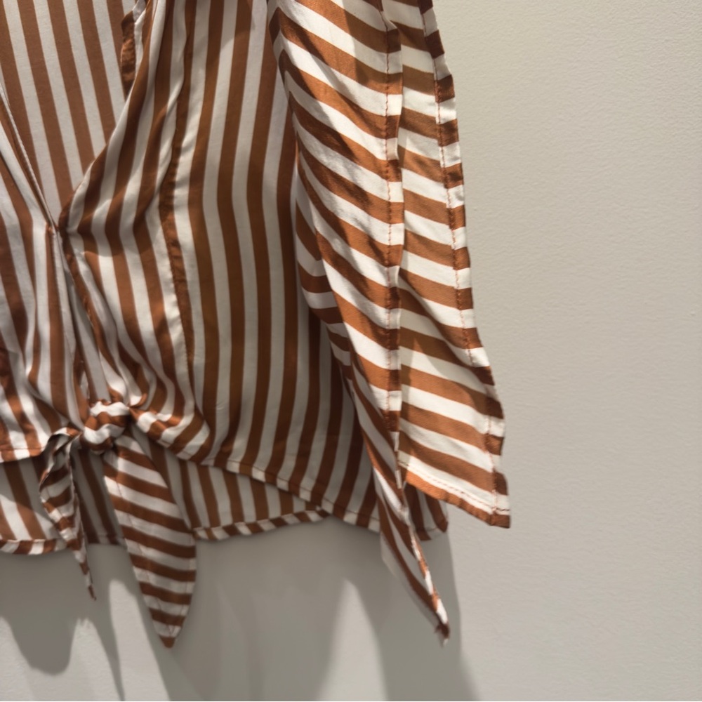 Faithfull Striped Brown and Cream  Tie Crop Top Size 4 - Picture 5 of 7